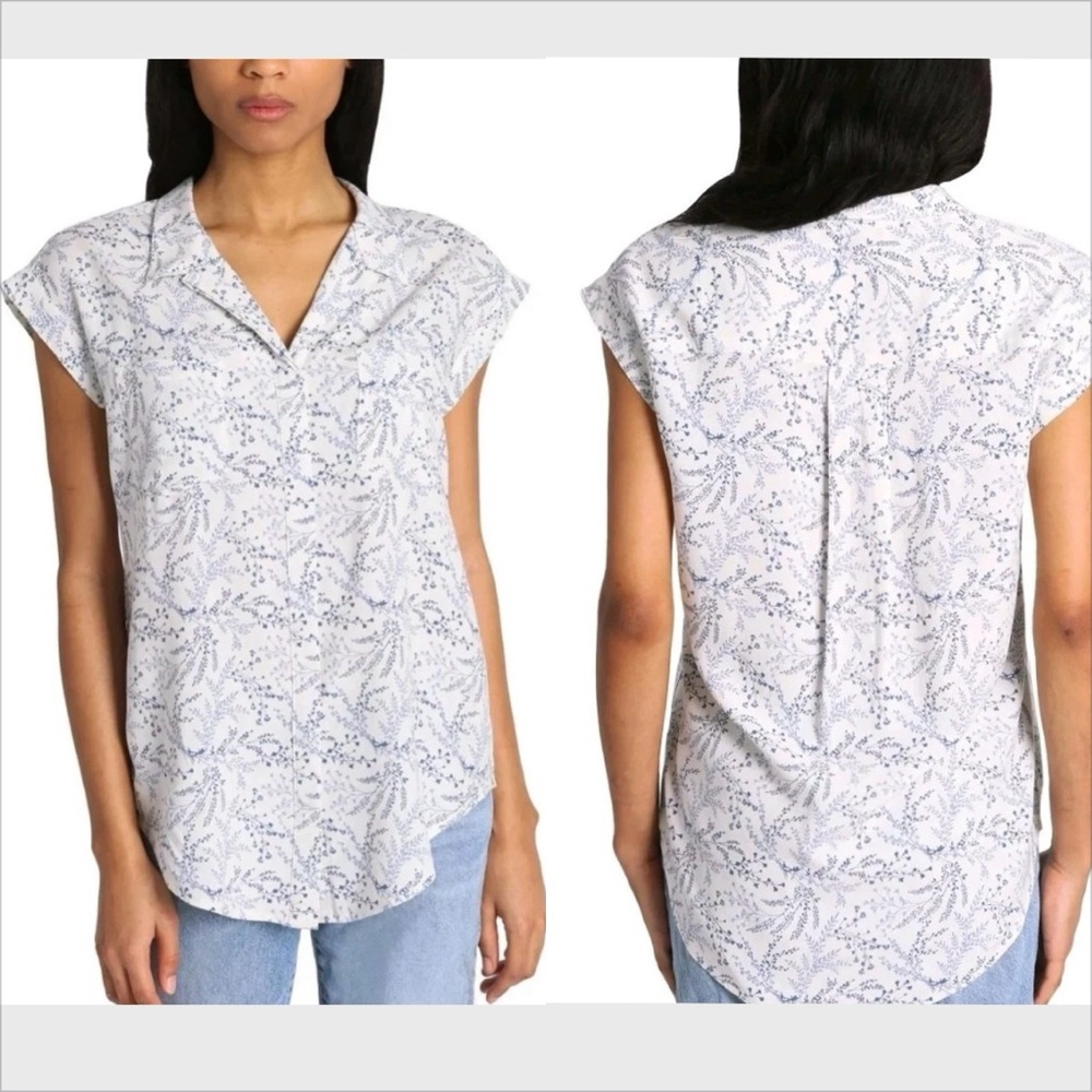 Floral Blue and White Women's Top